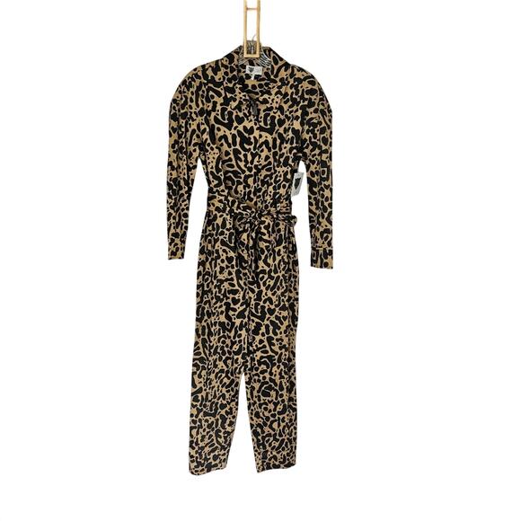 Revolve Lita by Ciara Leopard Print Long Sleeve Jumpsuit NWT Size Small - Picture 1 of 12